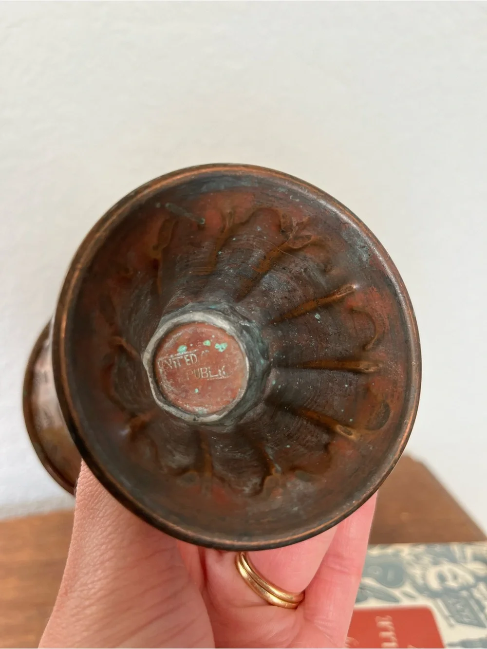 Vintage copper hurricane vase